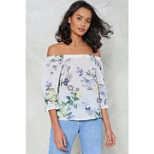 nwt nasty gal off the shoulder chiffon blouse